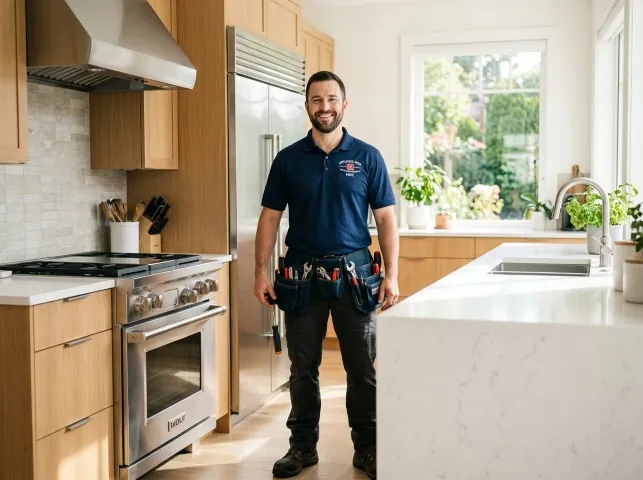 Appliance Repair Hero technician in a Alexandria, OH kitchen after an appliance repair
